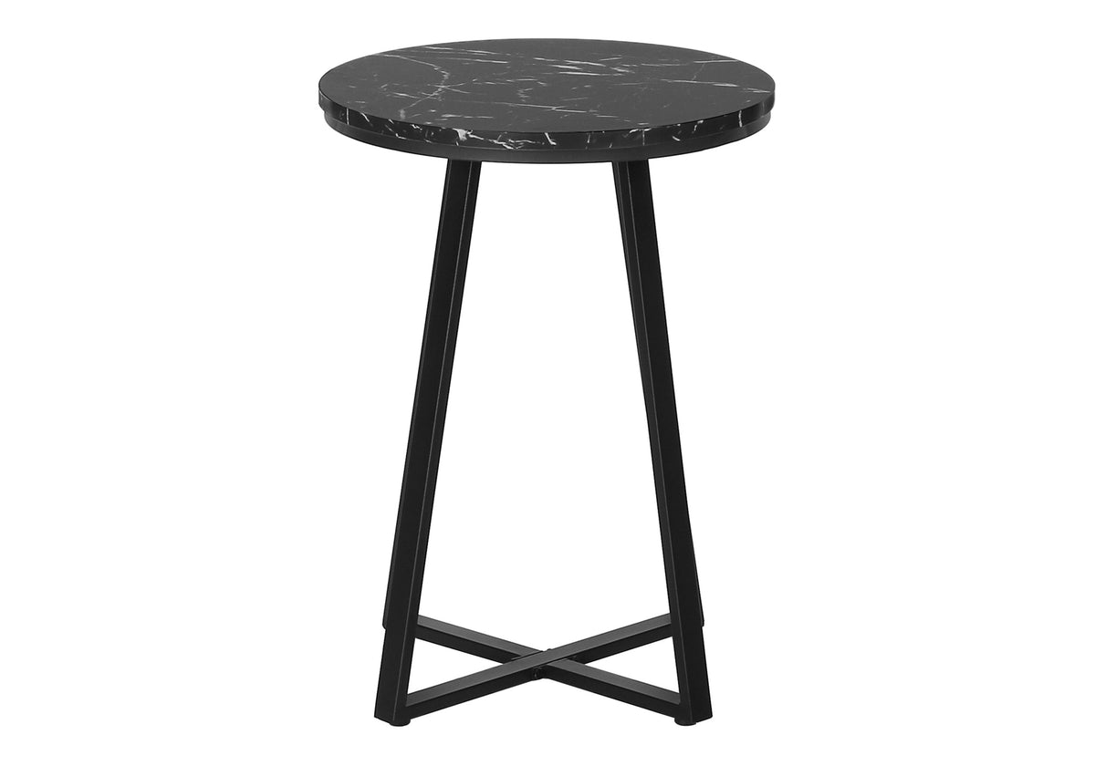 Vera Black Marble & Black Metal Accent Table | Ortholuxe Home - Photo 3