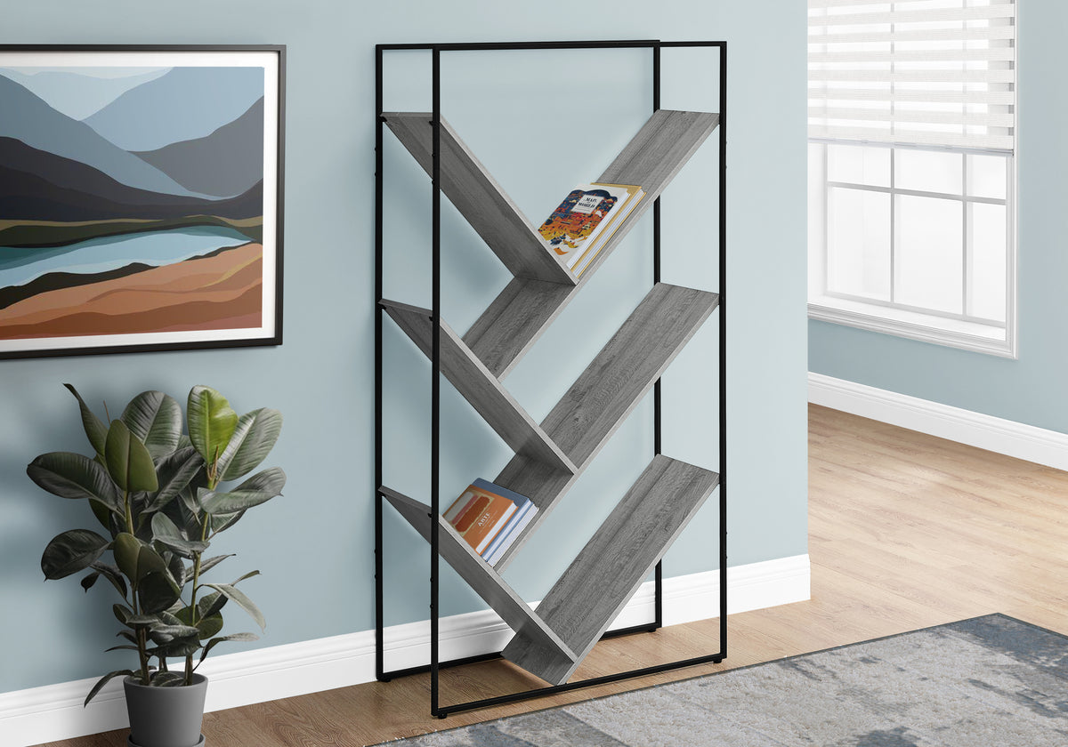 Yvette Grey & Black Metal Bookcase | Ortholuxe Home - Photo 2