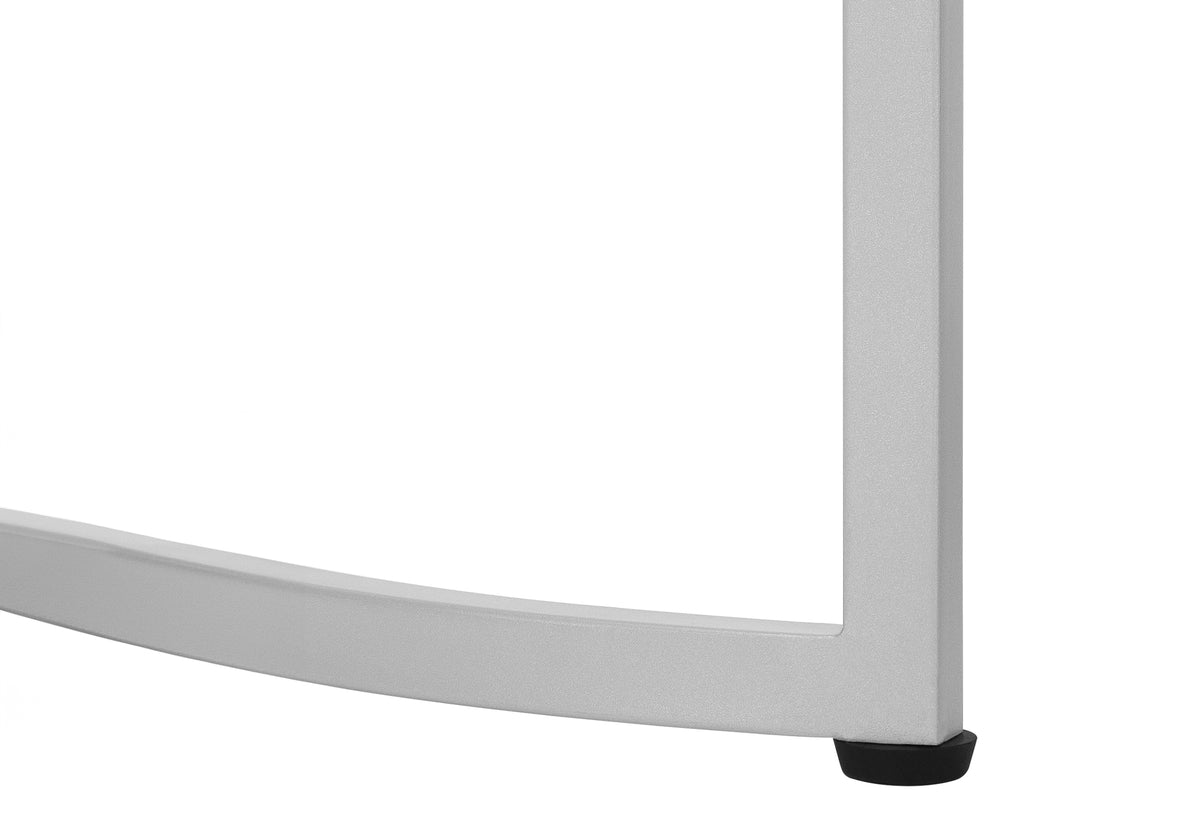 Yvette White Marble-Look & Silver Metal Accent Table | Ortholuxe Home - Photo 9