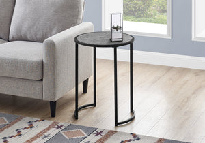 Yvette Grey Stone-Look & Black Metal Accent Table | Ortholuxe Home