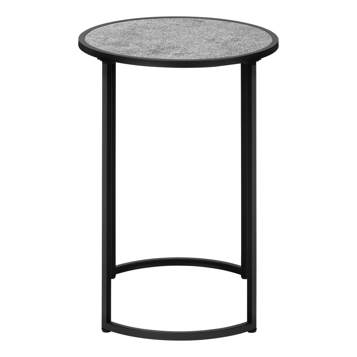 Yvette Grey Stone-Look & Black Metal Accent Table | Ortholuxe Home - Photo 4