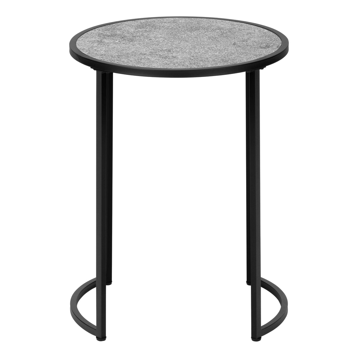 Yvette Grey Stone-Look & Black Metal Accent Table | Ortholuxe Home - Photo 5