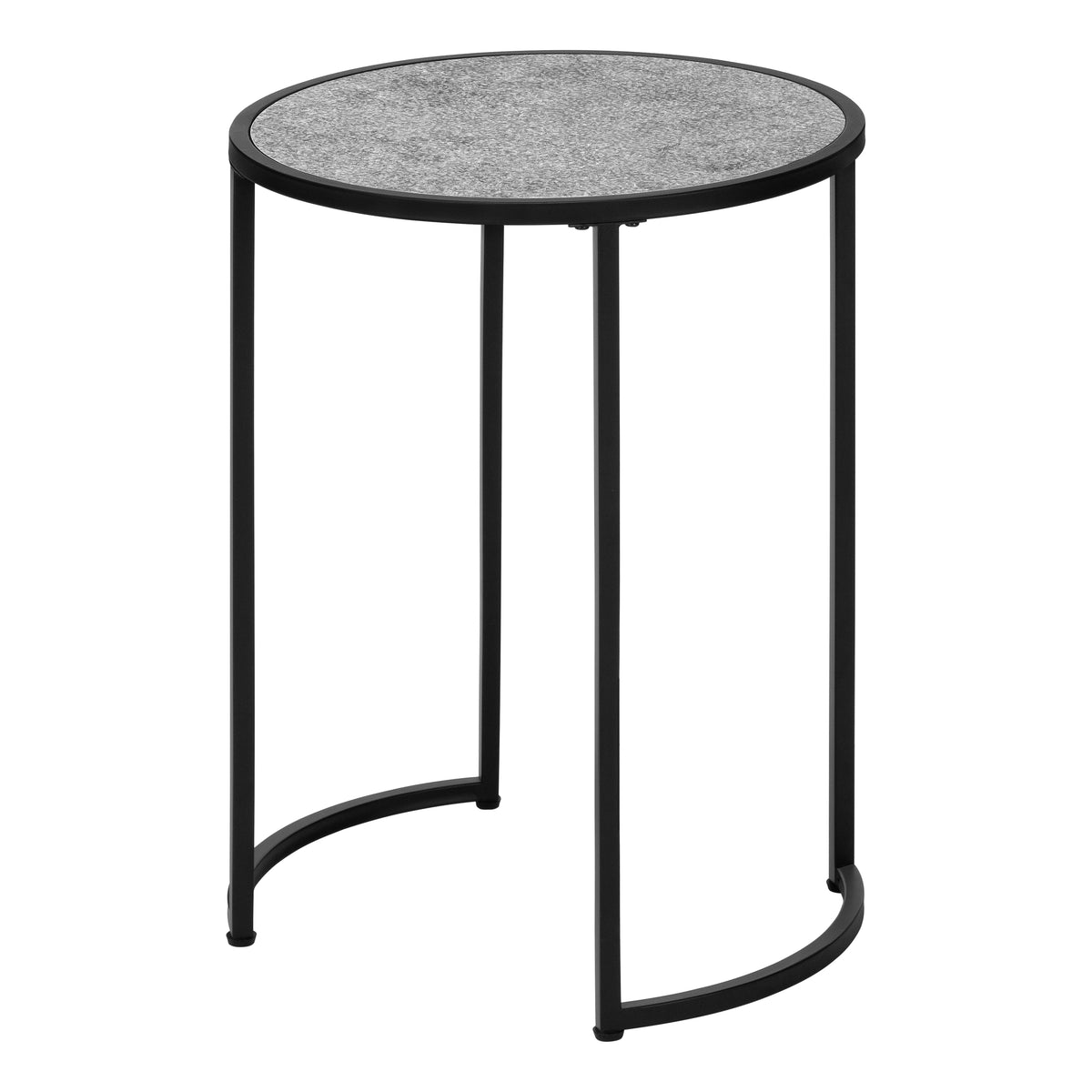 Yvette Grey Stone-Look & Black Metal Accent Table | Ortholuxe Home - Photo 6