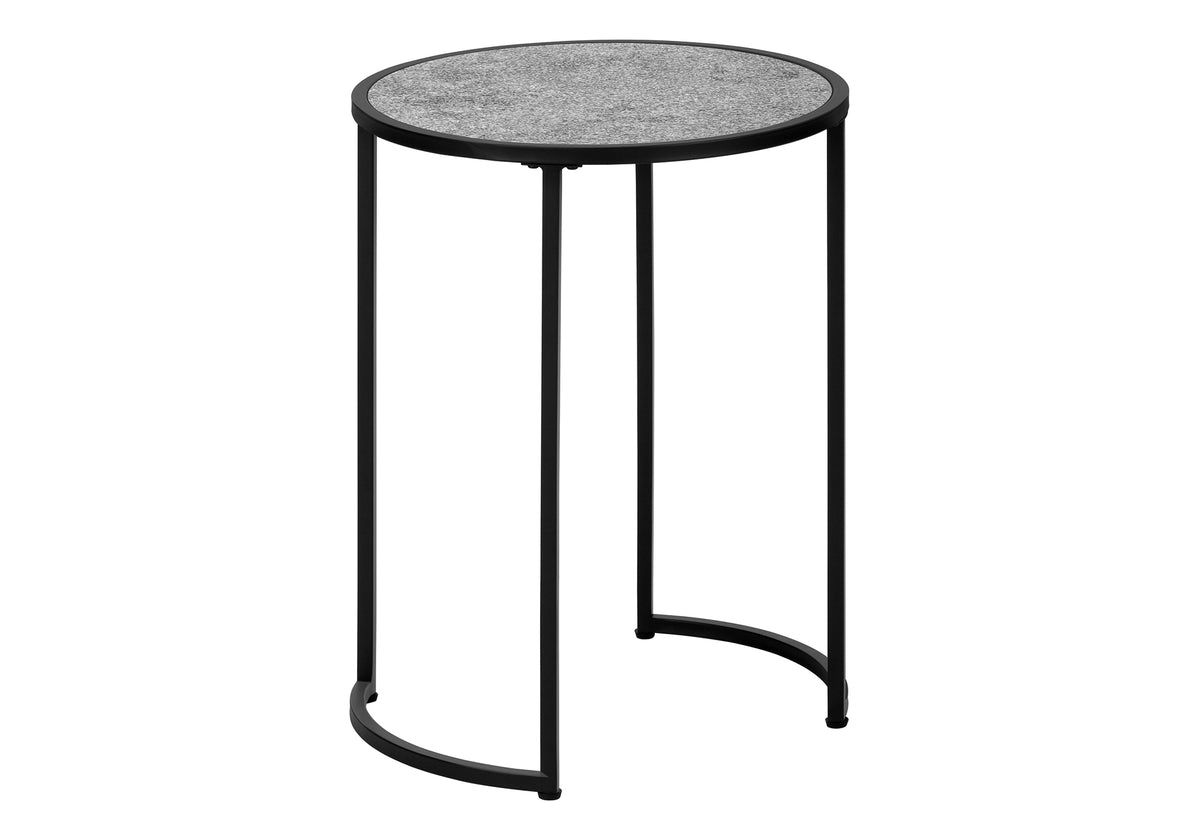 Yvette Grey Stone-Look & Black Metal Accent Table | Ortholuxe Home - Photo 3
