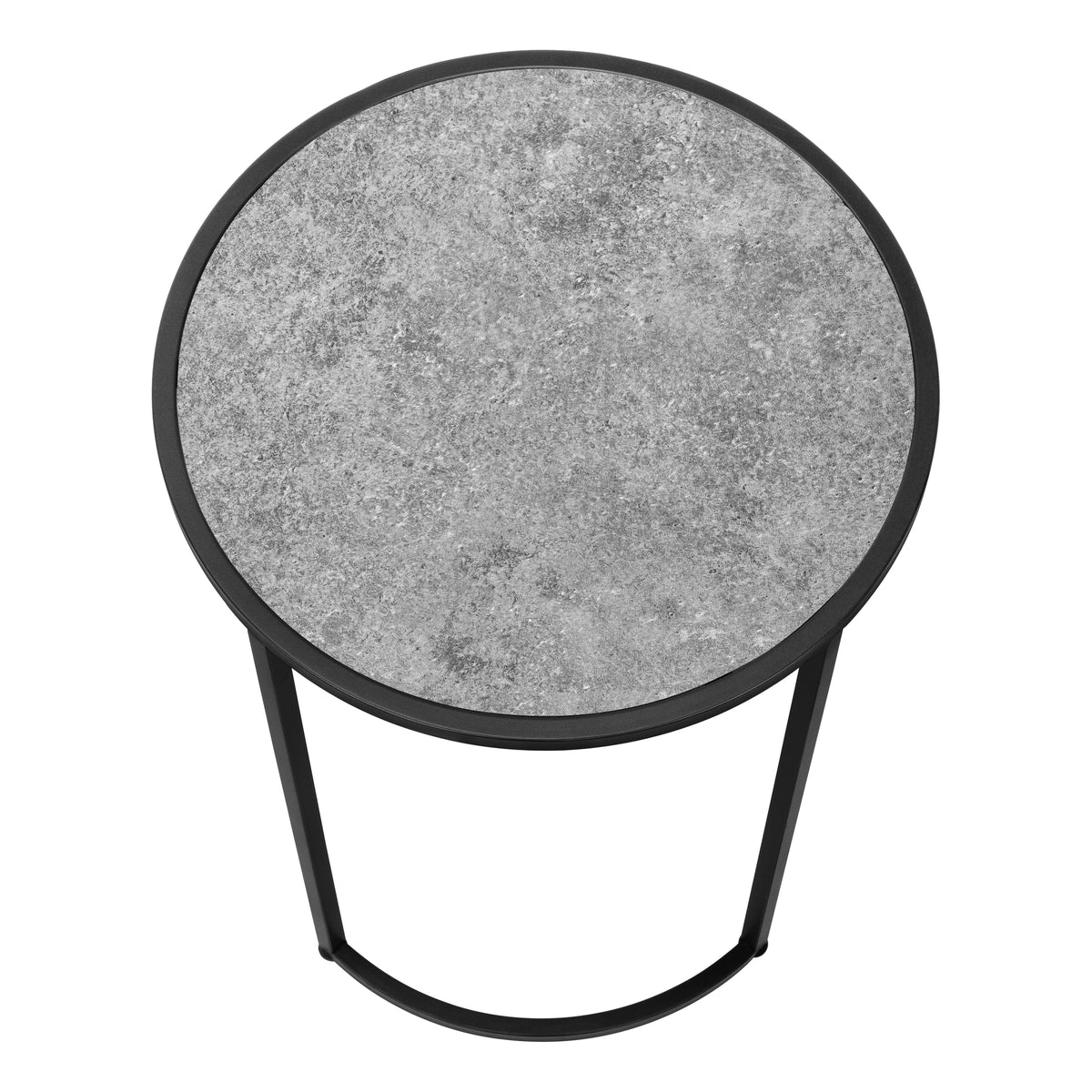 Yvette Grey Stone-Look & Black Metal Accent Table | Ortholuxe Home - Photo 7