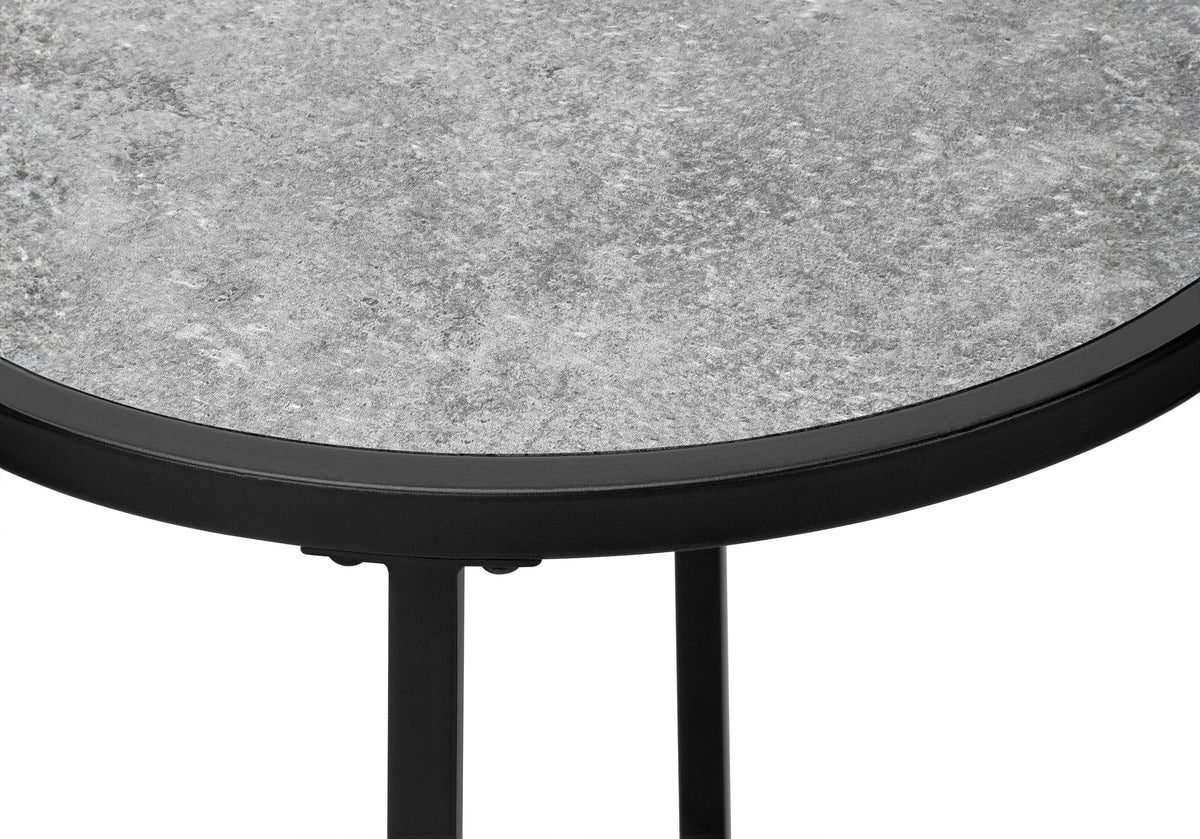 Yvette Grey Stone-Look & Black Metal Accent Table | Ortholuxe Home - Photo 8