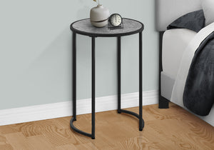 Yvette Grey Stone-Look & Black Metal Accent Table | Ortholuxe Home - Photo 2