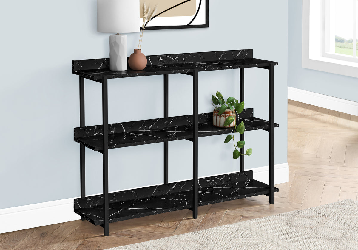 Asher Black Marble & Black Metal Console | Ortholuxe Home