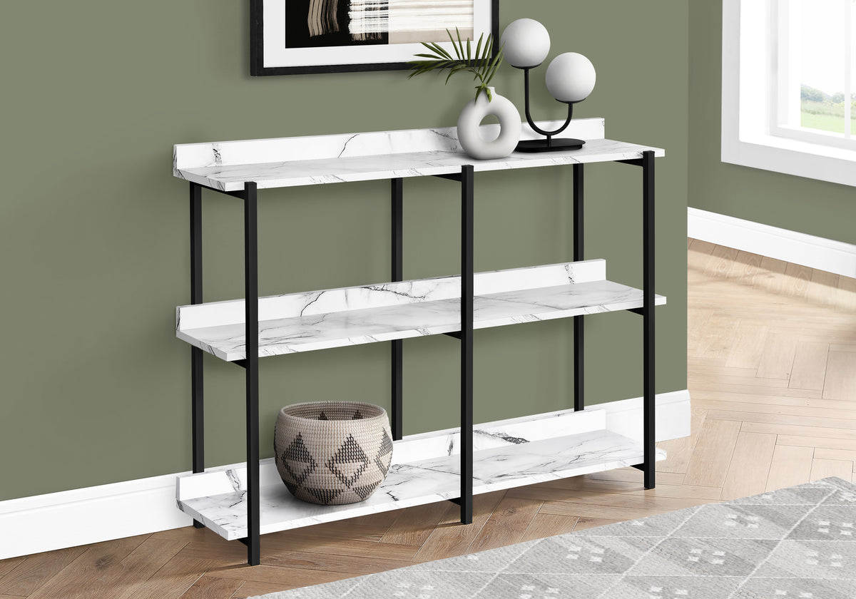 Asher White Marble & Black Metal Console | Ortholuxe Home