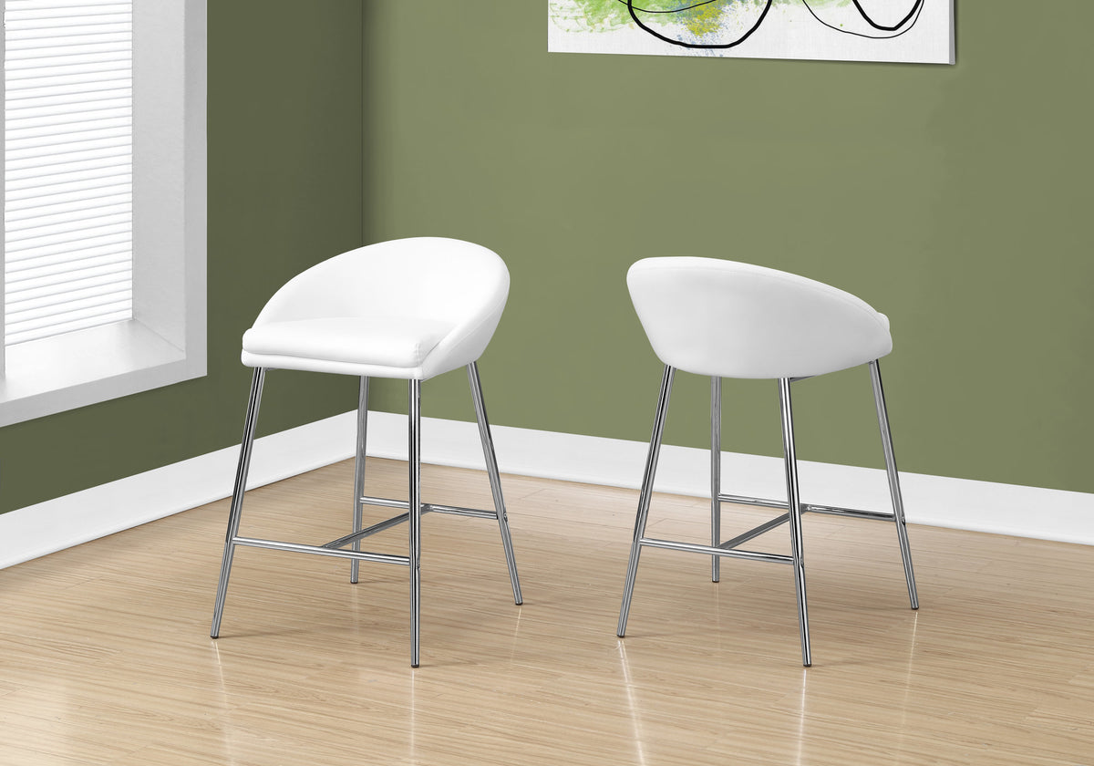 Ellis White & Chrome Barstool (Set of 2) | Ortholuxe Home