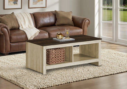 Gio Light Beige & Dark Oak Coffee Table | Ortholuxe Home
