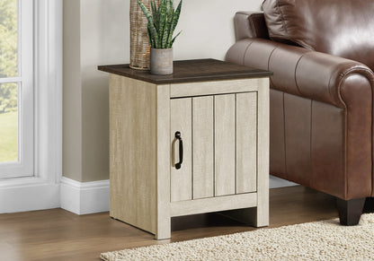 Gio Light Beige & Dark Oak Accent Table | Ortholuxe Home