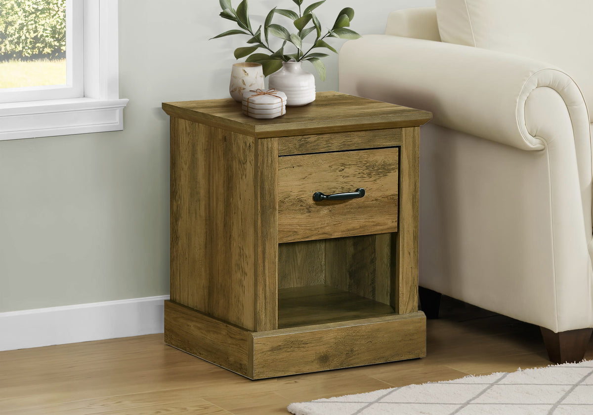 Ivo Dark Brown Knotty Oak Accent Table | Ortholuxe Home