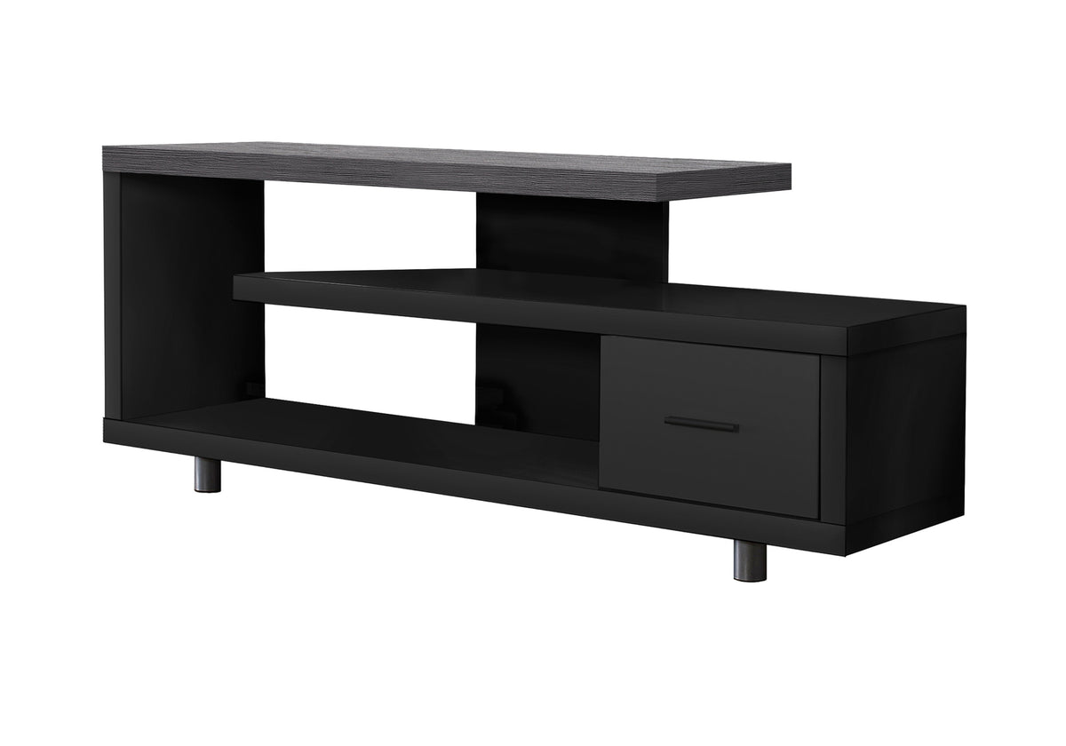 Otto Black TV Stand with 1 Drawer | Ortholuxe Home - Photo 2