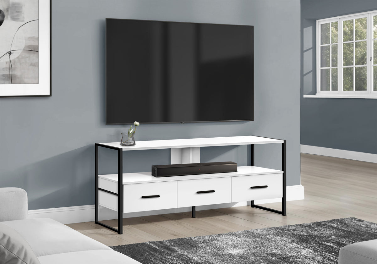 Remy White & Black Metal TV Stand | Ortholuxe Home