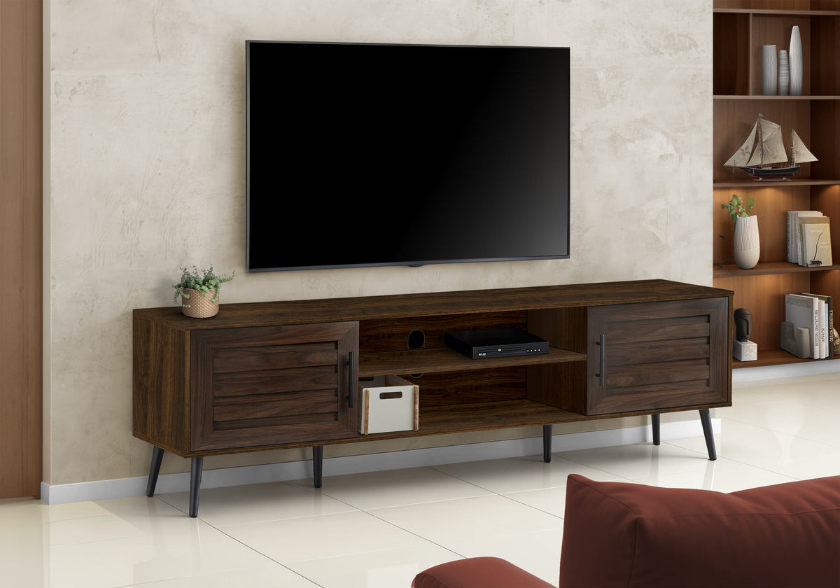 Soren Brown Wood-Look TV Stand with 2 Doors | Ortholuxe Home