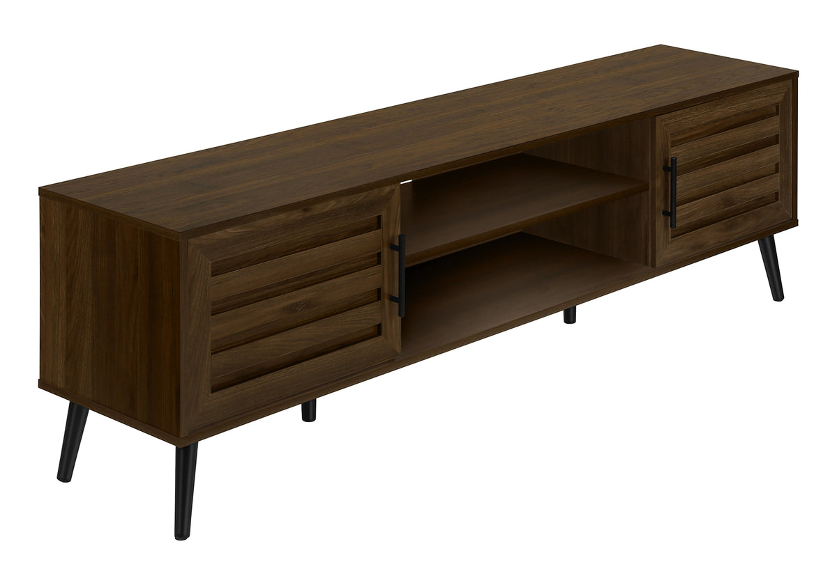Soren Brown Wood-Look TV Stand with 2 Doors | Ortholuxe Home - Photo 2