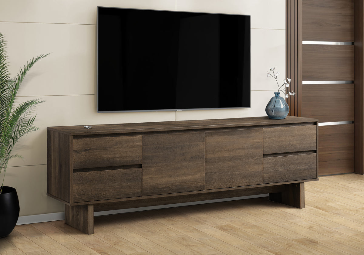 Soren Dark Brown Wood-Look TV Stand | Ortholuxe Home