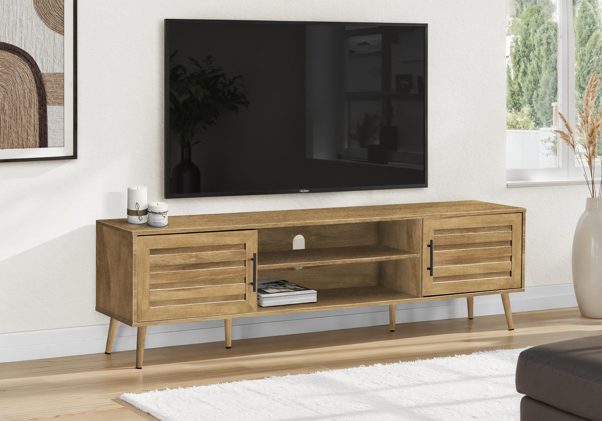 Soren Walnut Wood-Look TV Stand with 2 Doors | Ortholuxe Home