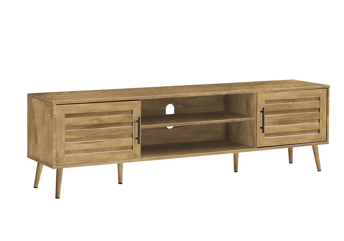Soren Walnut Wood-Look TV Stand with 2 Doors | Ortholuxe Home - Photo 2