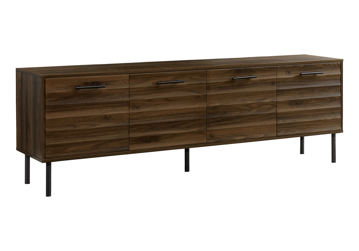 Theo Dark Brown Wood-Look TV Stand with 4 Doors | Ortholuxe Home - Photo 2