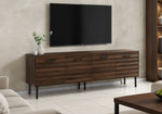 Theo Dark Brown Wood-Look TV Stand with 4 Doors | Ortholuxe Home