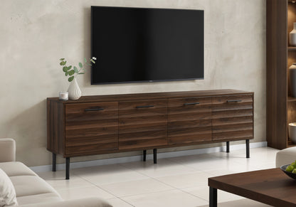 Theo Dark Brown Wood-Look TV Stand with 4 Doors | Ortholuxe Home