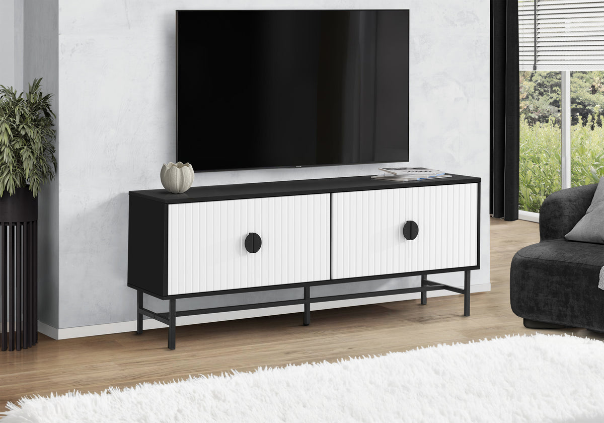 Vito Black TV Stand with Black Metal | Ortholuxe Home