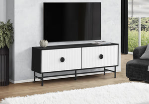 Vito Black TV Stand with Black Metal | Ortholuxe Home