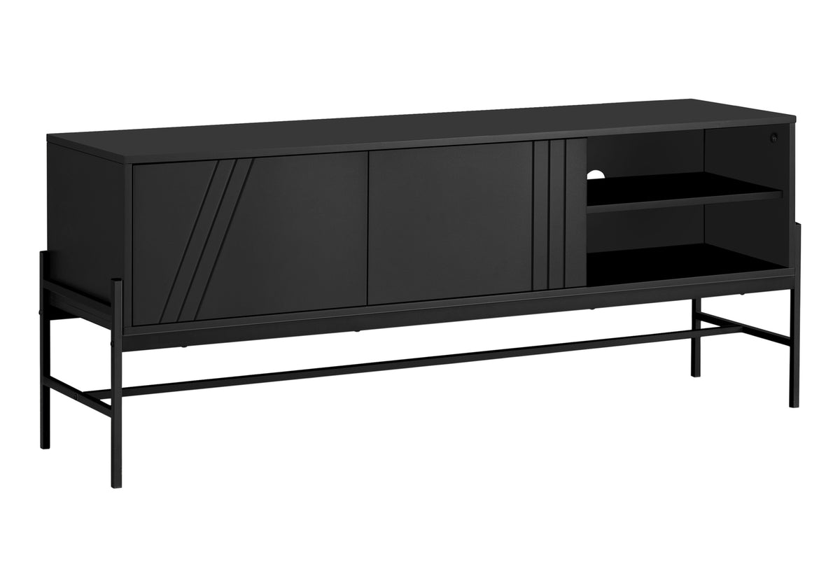 Vito Black Metal TV Stand with Storage | Ortholuxe Home - Photo 2