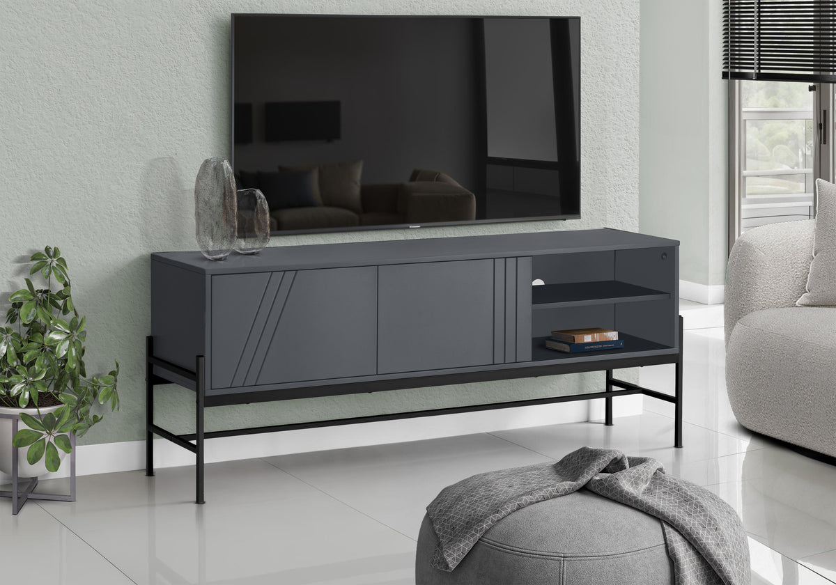 Vito Grey & Black Metal TV Stand with Storage | Ortholuxe Home
