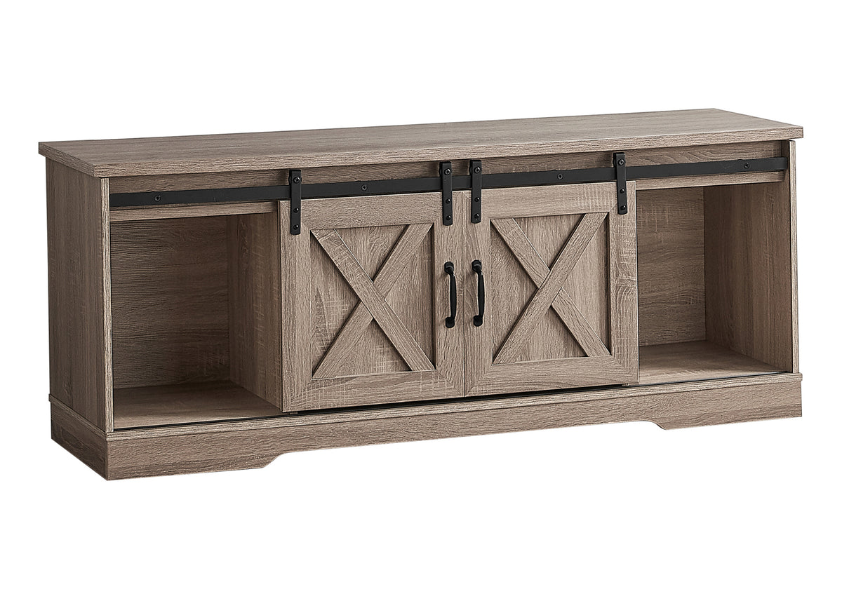 Wolfe Dark Taupe TV Stand with 2 Sliding Doors | Ortholuxe Home - Photo 2