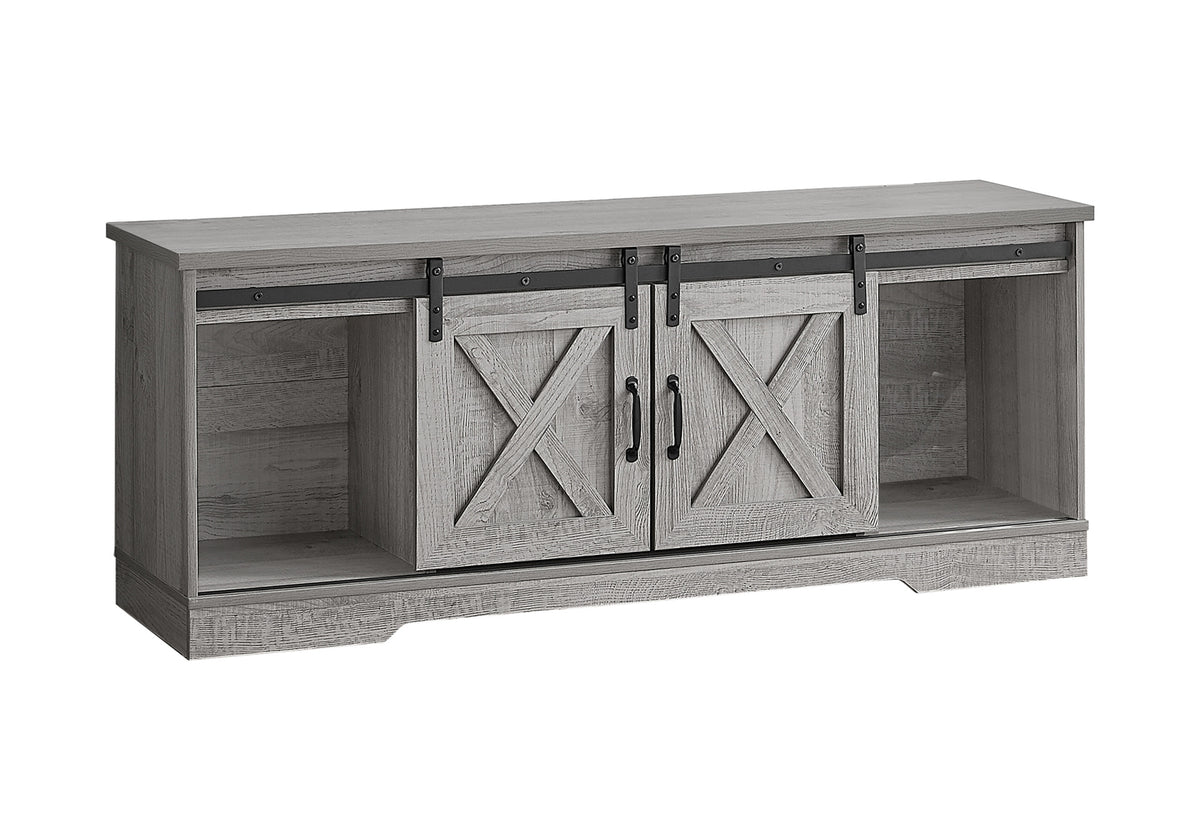 Wolfe Grey TV Stand with 2 Sliding Doors | Ortholuxe Home - Photo 2