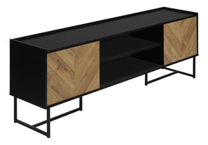 Alder Black & Metal TV Stand with 2 Wood-Look Doors | Ortholuxe Home - Photo 2