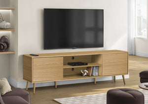 Cedar Natural TV Stand with 2 Wood-Look Doors | Ortholuxe Home