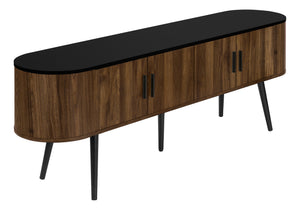 Hazel Black TV Stand with 4 Brown Wood-Look Doors | Ortholuxe Home - Photo 2