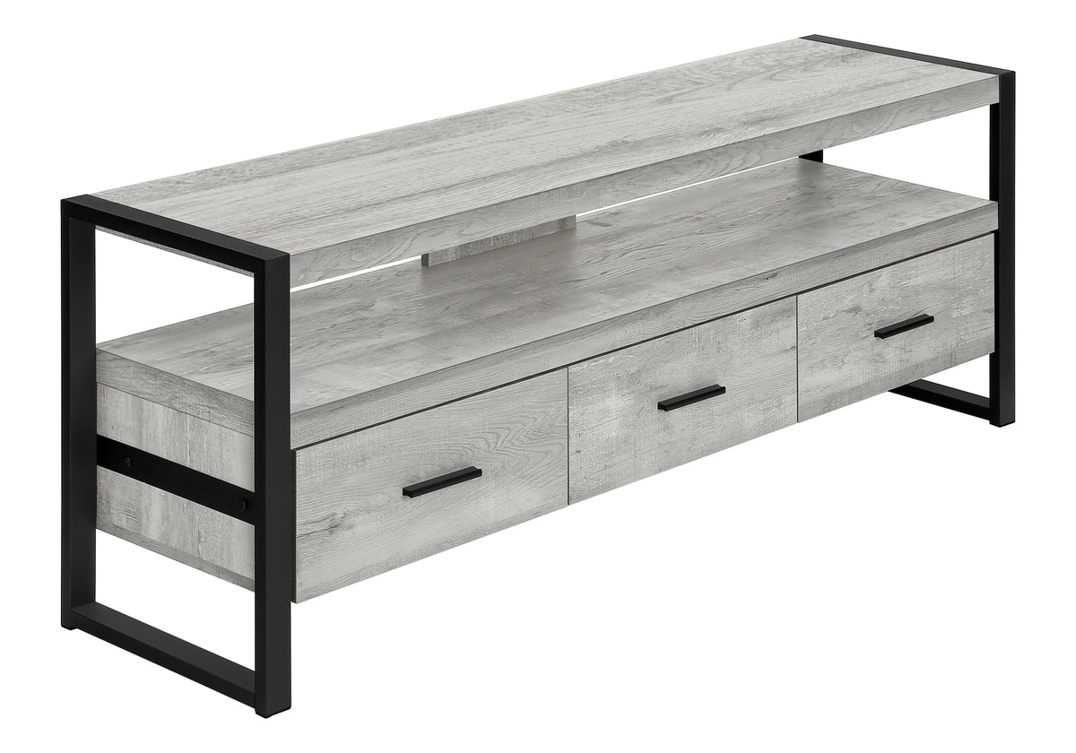 Linden Grey Reclaimed Wood-Look TV Stand | Ortholuxe Home - Photo 2
