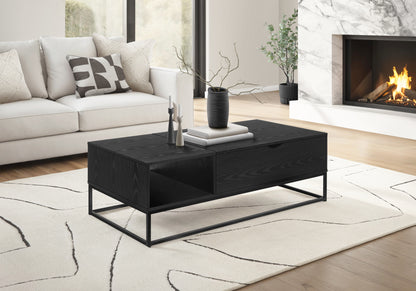 Linden Lift- Black & Black Metal Coffee Table | Ortholuxe Home