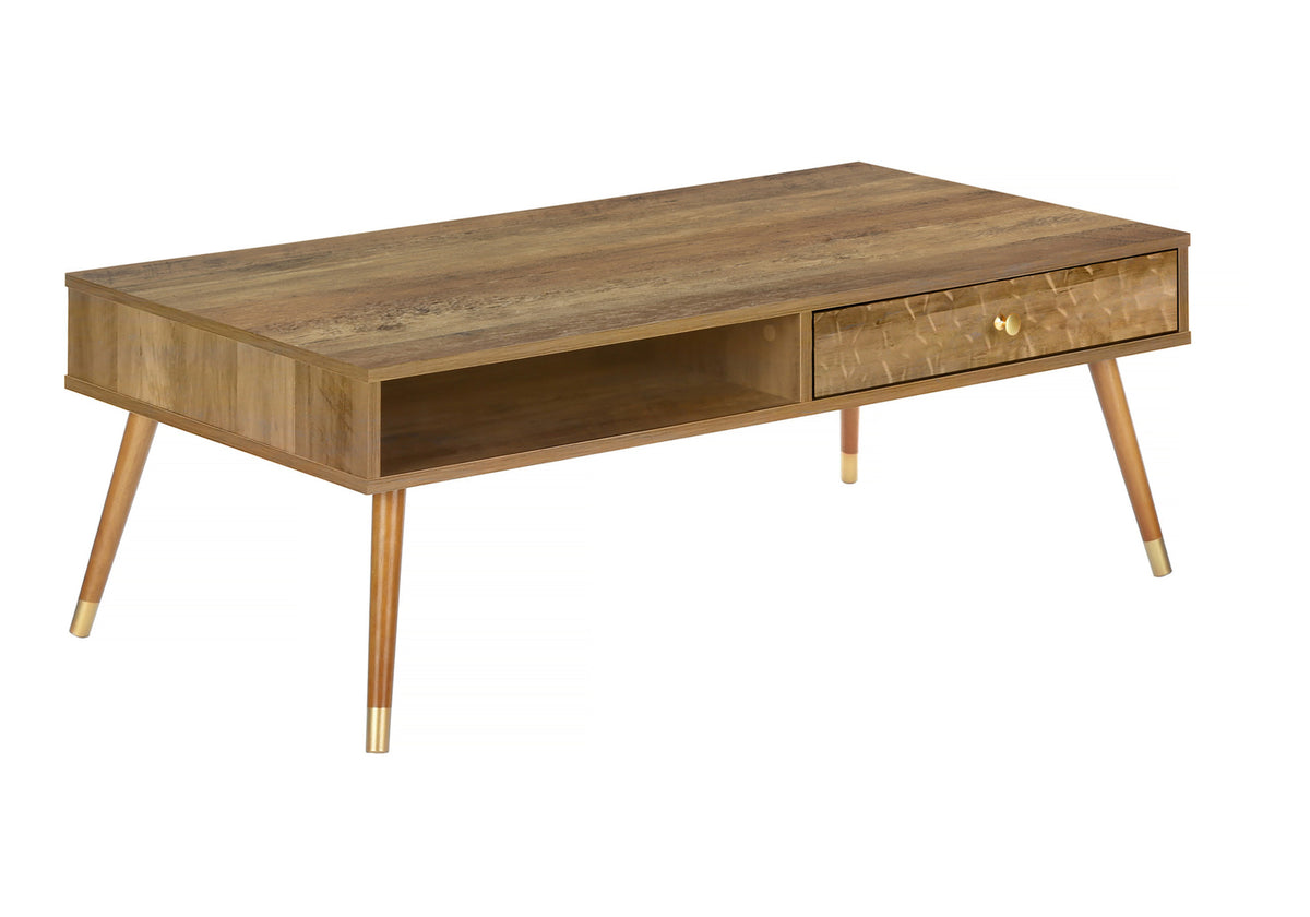 Maple Walnut Mid-Century Coffee Table with A Drawer | Ortholuxe Home - Photo 3