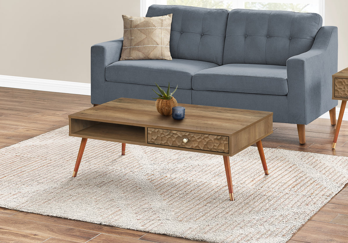 Maple Walnut Mid-Century Coffee Table with A Drawer | Ortholuxe Home