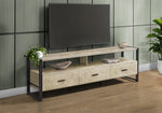 Oakley Cream Stone & Black Metal TV Stand | Ortholuxe Home