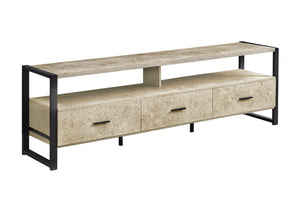Oakley Cream Stone & Black Metal TV Stand | Ortholuxe Home - Photo 2
