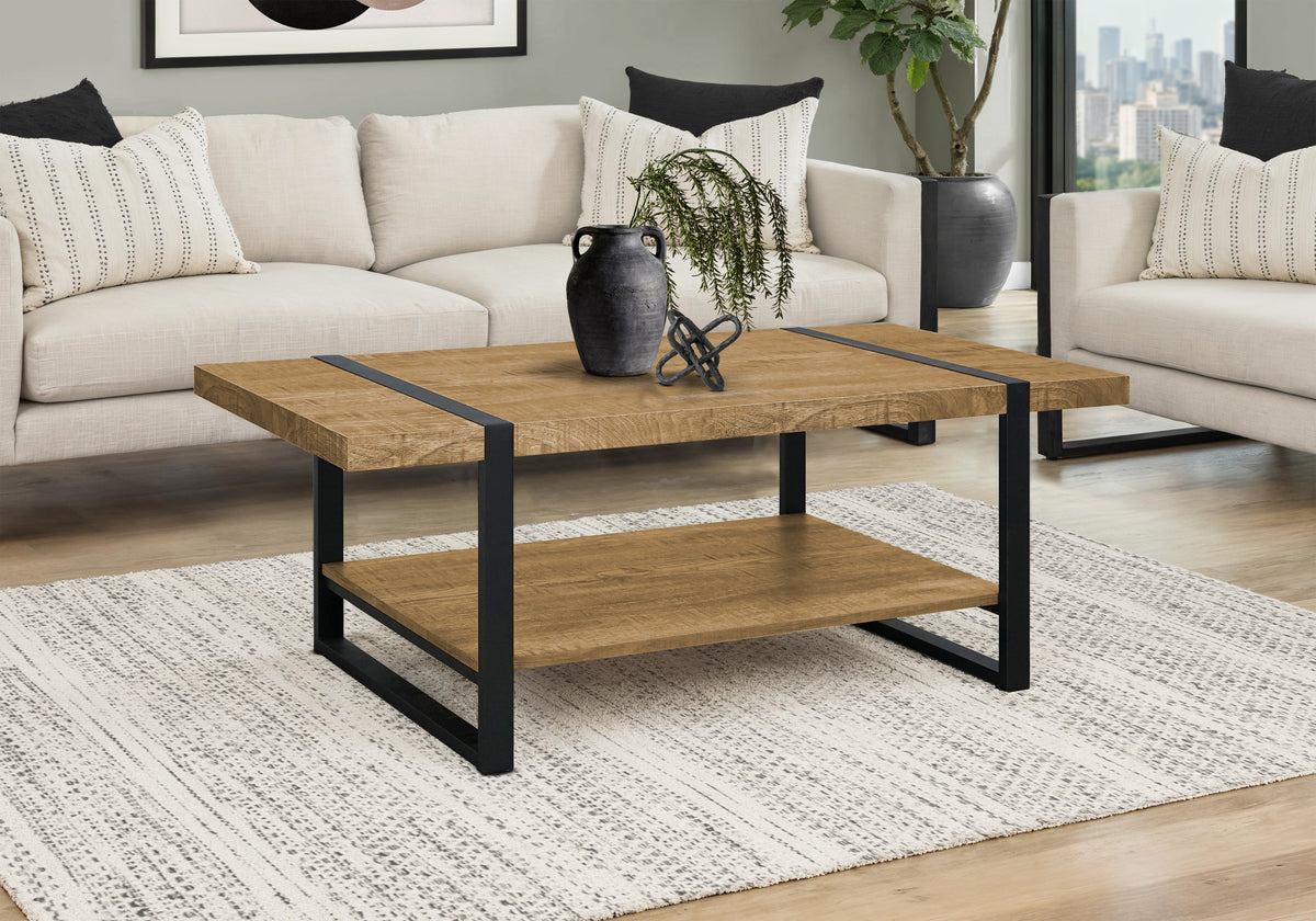 Briar Mango Wood-Look & Black Metal Coffee Table | Ortholuxe Home