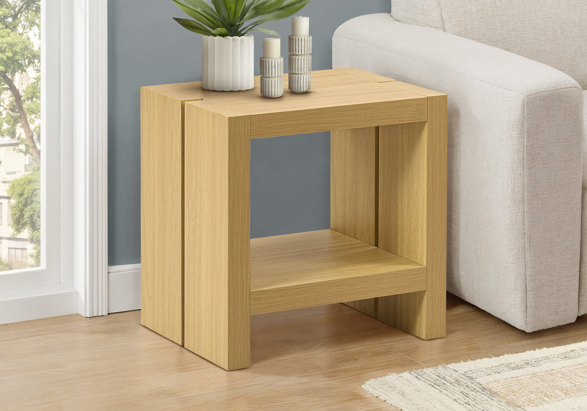 Briar Natural Oak-Look Accent Table with A Bottom Shelf | Ortholuxe Home