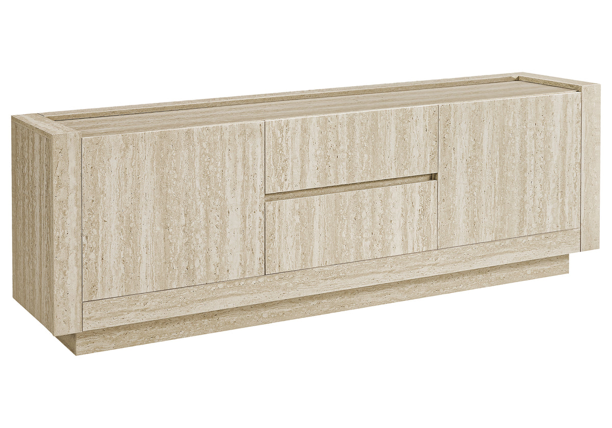 Clover Travertine Stone TV Stand | Ortholuxe Home - Photo 2