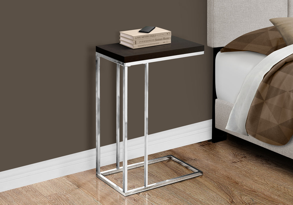 Fern Espresso Accent Table with Chrome Metal | Ortholuxe Home - Photo 2