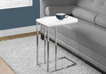 Fern Glossy White Accent Table with Chrome Metal | Ortholuxe Home