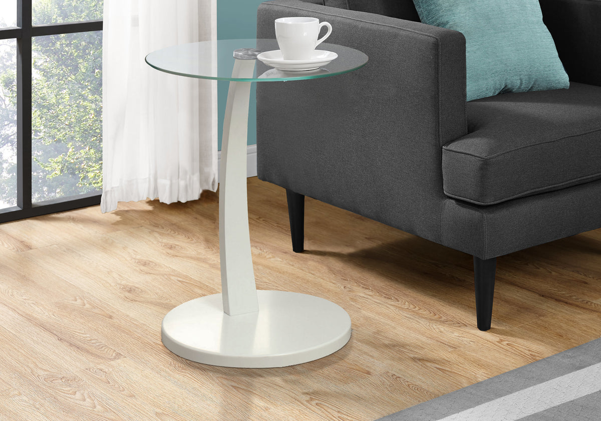Heather White Bentwood Accent Table with Tempered Glass | Ortholuxe Home