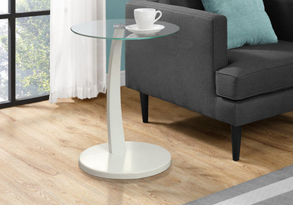 Heather White Bentwood Accent Table with Tempered Glass | Ortholuxe Home