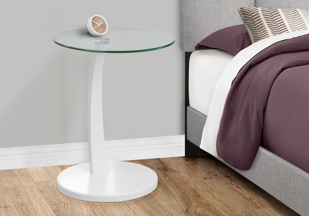Heather White Bentwood Accent Table with Tempered Glass | Ortholuxe Home - Photo 2